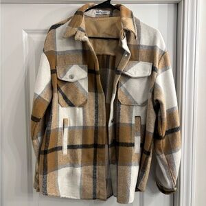 Tan and White Plaid Jacket